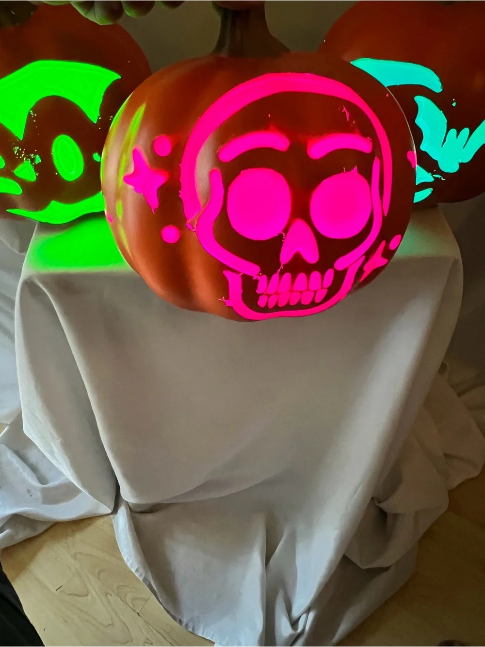 Set of 3 LED Light Up Halloween Pumpkins Skull Boo Bats Decor Battery Operated